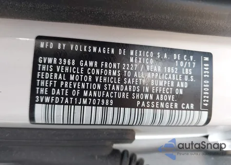 2018 Volkswagen Beetle 2.0T Coast/2.0T S z USA, uszkodzony, nr VIN 3VWFD7AT1JM707989